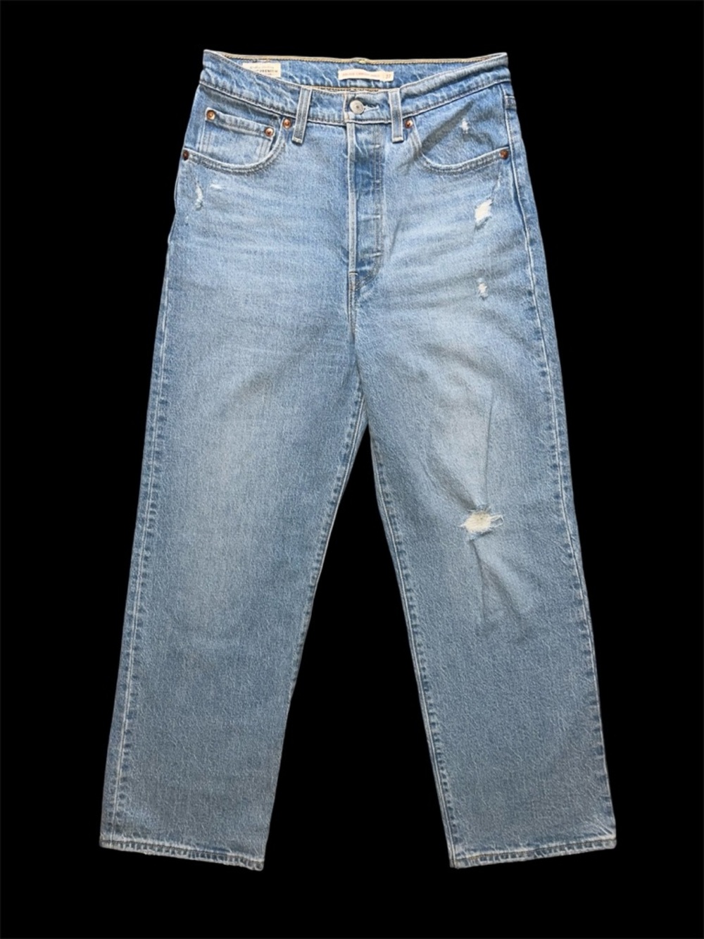 Vintage Levi 502 Taper Blue Jeans 27x27 Big “E” Premium Stonewash high waist
